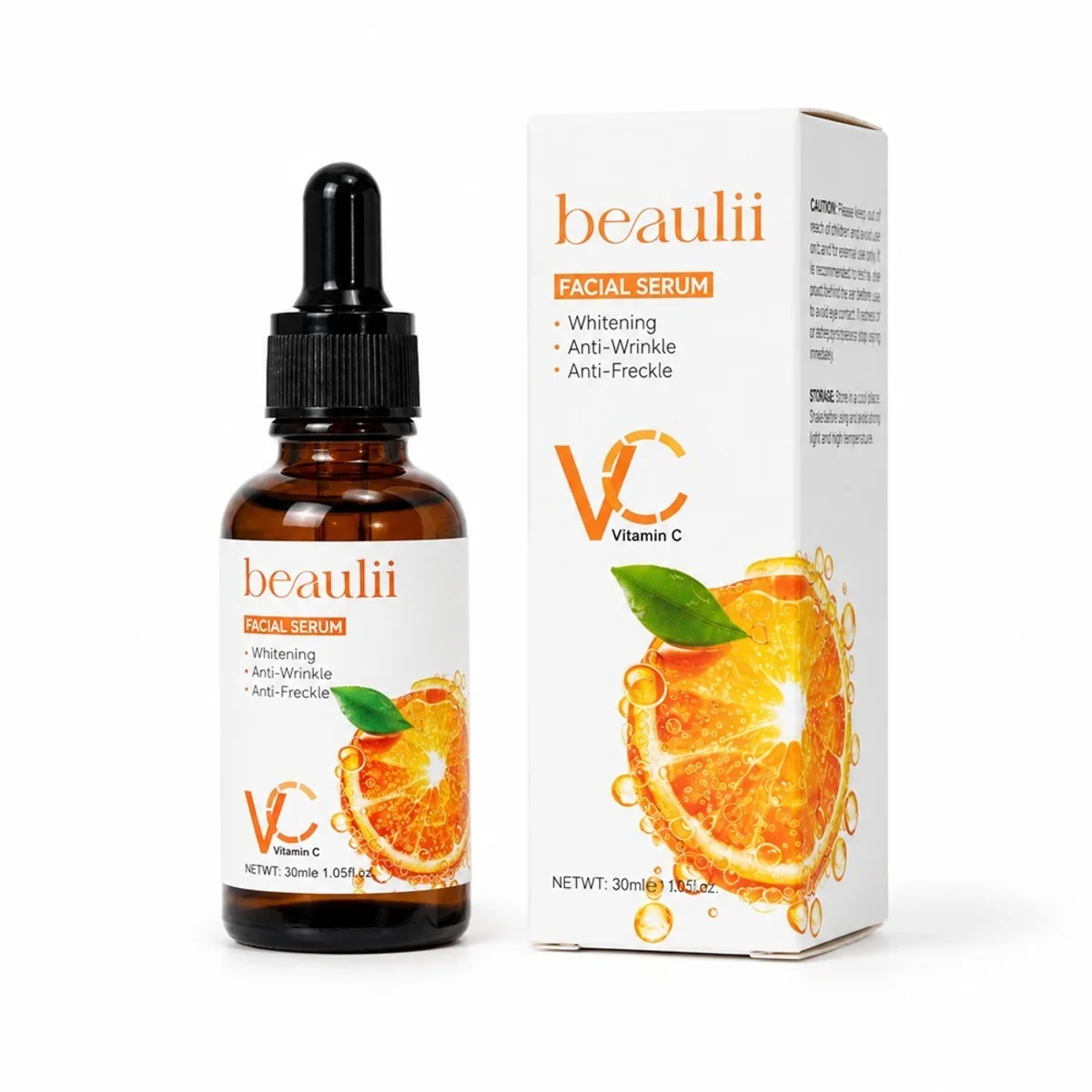 Beaulii Vitamin C Facial Serum for Brightening, Anti-Wrinkle & Anti-Freckle – 30ml